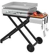 Suporte de chapa para churrasqueira Blackstone 22 43 cm, mesa de chapa dobrável resistente com Wh...