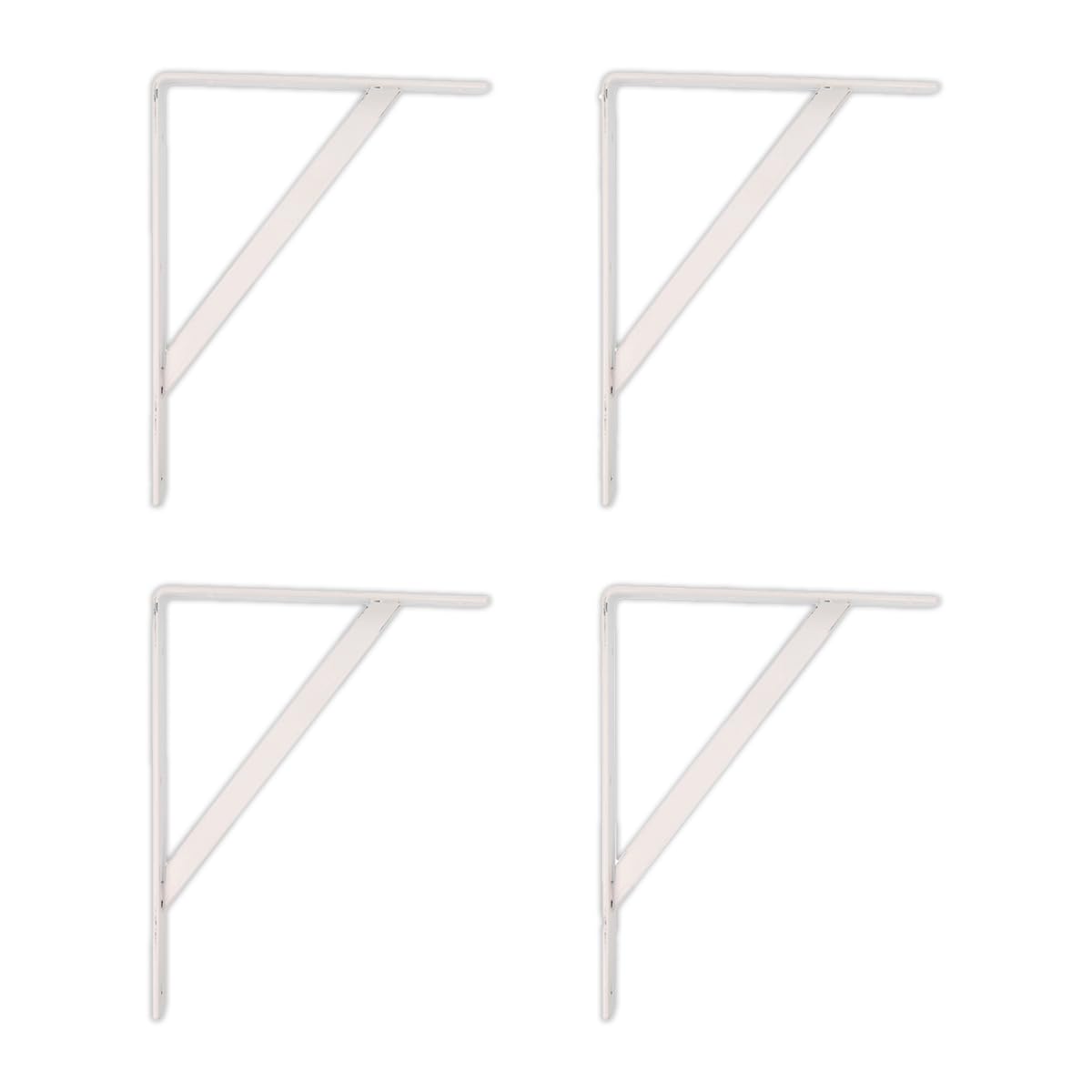 Amig - Pack of 4 Shelf Brackets Colour White - Bracket for Shelves 250 x 200 mm - Heavy-Duty Steel up to 330 kg