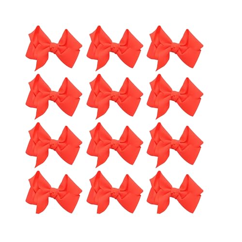 Image of Small Solid Bow for Girls - Set of 12 (Neon Orange)