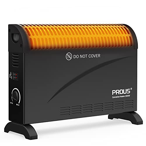 PROUS 2000W Calentador de Convección de Ahorro, Calentador Eléctrico de Ahorro de Energía Calentamiento Rápido, Protección Contra el Sobrecalentamiento, Bajo Ruido, Calentador Eléctrico hasta 20-30m² Cover