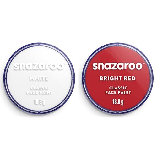 Snazaroo Face Paint Set, England Flag, White + Bright Red, 2 x 18.8g