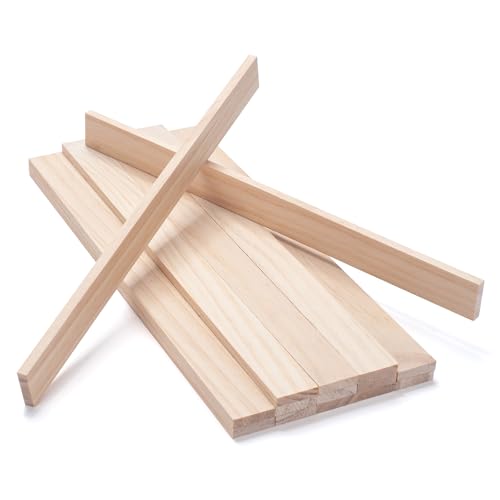 Wood Strips Slats Wooden Dowels for Crafts 1/4 1 12 15 PCS Wood Trim Flat Lumber Boards Square Dowel Rods Wooden Sticks for Crafting Woodworking Model Making