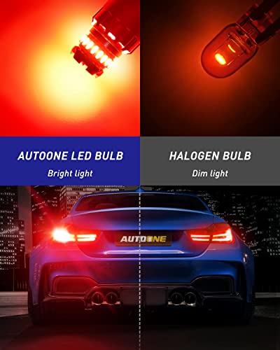 Image of AUTOONE 7440 7443 LED Strobe Brake Light Bulb Red,3000LM Flashing Strobe Blinking LED Tail Light Bulbs for T20 W21W 7441 7444 7443R, 700% Brighter Plug and Play Stop Bulbs, Pack of 2