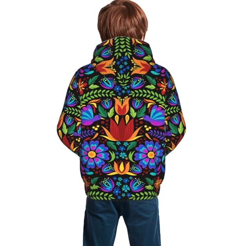 Colorful Floral Kid Hoodies Boys Sweatshirts Girls Pullover with Pocket4