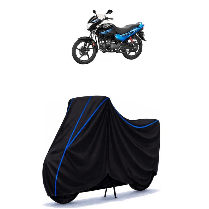Hero Glamour Fi Bike Cover Water Resistant Universal Motorcycle Rain | Heavy Duty UV Protection, Dust, Scratch Indoor Outdoor All Weather with Black Blue Piping Elastic-image-12