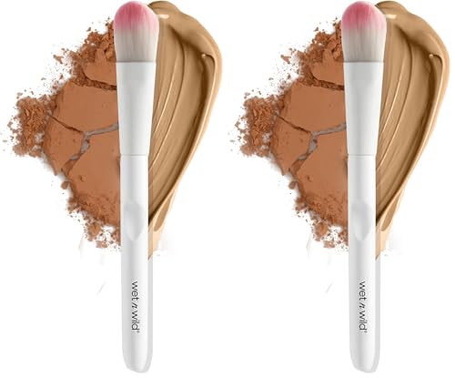 Image of wet n wild Foundation Brush, Densely-Packed Synthetic Fiber Bristles for Liquid, Cream & Powder, Ergonomic Handle for Comfortable Control (Pack of 2)