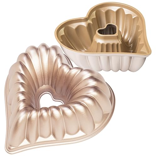 Erreke Gugelhupfform, Professionelle Qualität Kuchenform, Gugelhupf Backform, Sehr Widerstandsfähig, Doppelte Antihaftschicht, 2 Liter Kugelhupf Backform 28x26x10cm, Amour