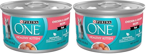 Purina ONE Grain Free, Natural Pate Wet Kitten Food, Healthy Kitten Chicken & Salmon Recipe - (Pack of 48) 3 oz. Pull-Top Cans - image 1