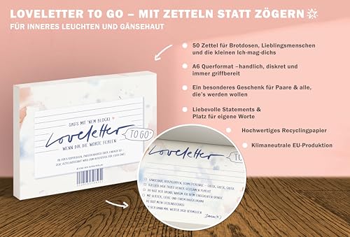 Eine der Guten Briefblock – Loveletter to go, A6 Abreißblock mit 50 Blatt zum ausfüllen und abreißen, Valentinstagsgeschenk für Verliebte und Paare, Recyclingpapier