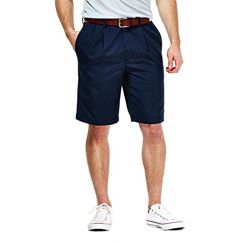 Haggar Men's Cool 18 No-Iron Pleated Shorts Navy