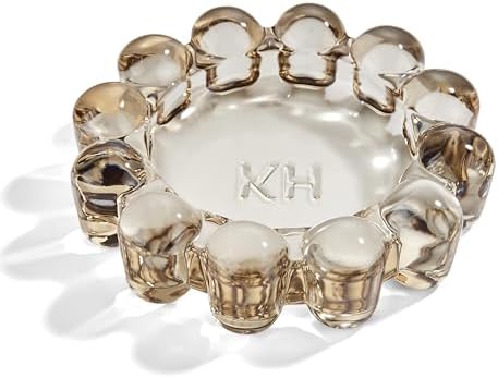 khtumeware Chic Smoky Bubble Glass Candle Dish – Modern Clear Gla...