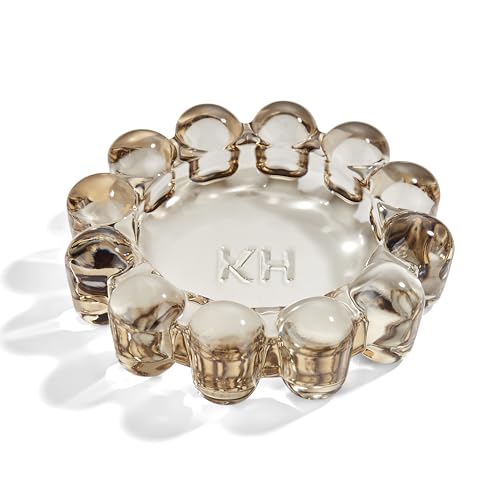 khtumeware Chic Smoky Bubble Glass Candle Dish Modern Clear Glass Candle Holder for Tealights & Diffusers Decorative Tray for Home & Tabletop Decor1 Pack