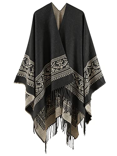 Superora Mujer Ponchos y Capas de Punto de Otoño Invierno Capas Impresión Geométrica Elegante Cálida para Invierno 160 * 130CM Cover