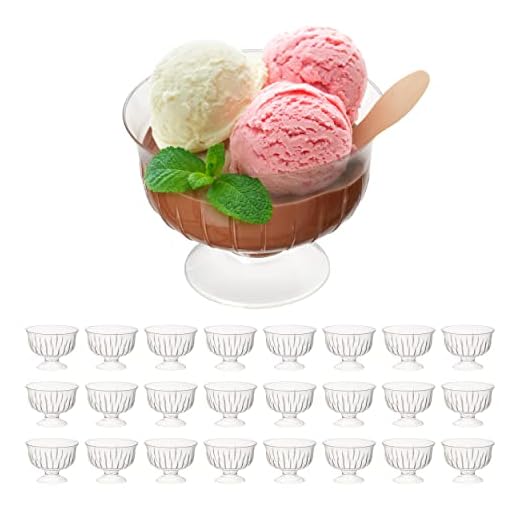 48 Copas de Postre de Plástico Desechables, Copas de Helado, Cuencos de Postre, Vasos Aperitivos, Transparente 225ml - Robusto, Resistente y Reutilizable| Fiestas Cumpleaños Catering Bodas Navidad.