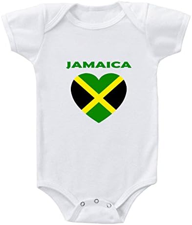 Baby Bodysuit Heart Love Jamaica Funny Cotton Boy & Girl Clothes White