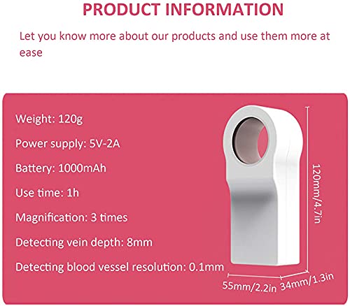 Vein Finder, Oplaadbare Transilluminator ader Verlichting Detector, Met 3X Vergroting Functie, Medische Infrarood… - Image 7