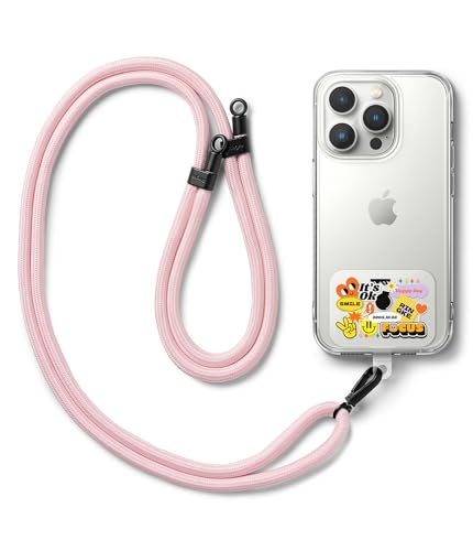 Image of Ringke Holder Link Strap with Graphic Design TPU Tag, Adjustable Crossbody Polyester Rope Lanyard Compatible with Universal Smartphone Case - Focus