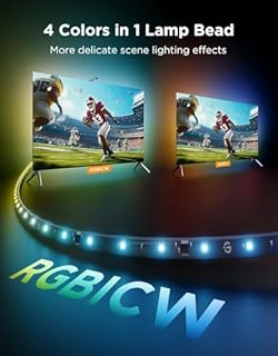 Govee TV Backlight 3 Lite with Fish-Eye Correction Function Sync to 55-65 Inch TVs, 11.8ft RGBICW Wi-Fi TV LED Backlight Strip with Camera for Immersive Experience, Voice and APP Control, Adapter