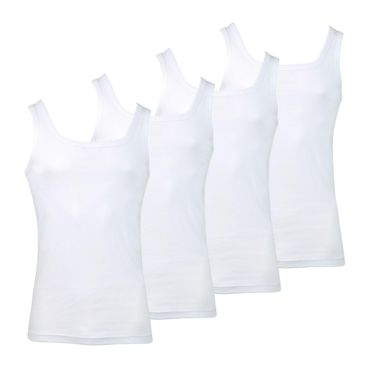 Athena - Lot de 4 Débardeurs Homme Ecopack Col V - 100% Coton - Label OEKO-TEX® standard 100 - Maillots de Corps Sans Couture Côté, Manches Courtes