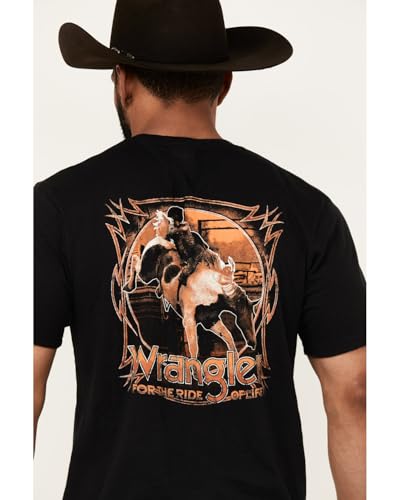 Wrangler Men's Boot Barn Bucking Cowboy Short Sleeve Graphic T-Shirt Black US4