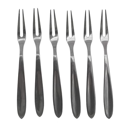Fackelmann Set mit 6 Fisch- und Schneckengabeln aus Edelstahl, 12,5 cm, Holz, Farbe: Silber, Quantità: 1 Fisch, 6 Stück