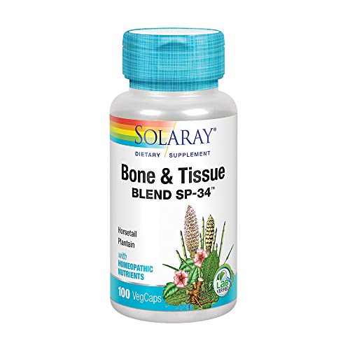 Solaray Bone And Tissue Blend Sp-34 | Herbal Blend W/ Cell Salt Nutrients For Healthy Bones & Connective Tissues Support | 50 Servings | 100 Vegcaps #TOP30