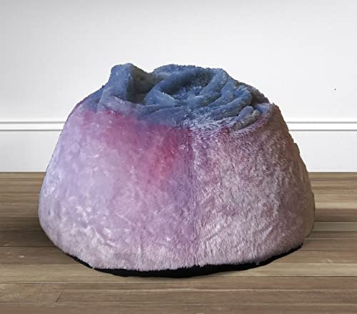 Image of Premium And Luxurious Fur Bean Bag Sofa Chair (Without Beans) Bean Bag Cover Without Beans. For Kids And Adults Xxxl (Rainbow Fur, Purple)