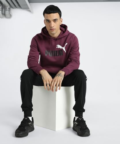 Image of Puma Cotton Men Ess Big Logo Hooded Neck Hoodie Fl (S) Mineral