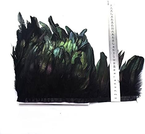 2Meter Natural Rooster Feathers Ribbon DIY Party Feather Sewing Clothing Plume Trim Fringe for Craft Wedding Decorations 13-18cm - 1 Meters - Zamihalaa