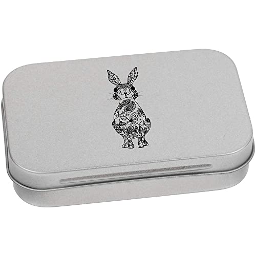 Azeeda 95mm 'Patterned Hare' Metal Hinged Tin/Storage Box (TT00166909)