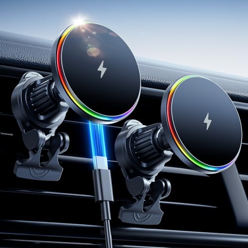 odbowuge Wireless Car Charger iPhone,Mag safe Car Mount Charger 15W Fasting Charging,Magnetic Air Vent Phone Mount for Car fits iPhone 15 16 14 13 12 pro max
