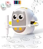 GMYGBY Drawing Robot for Kids, Montessori Learning Drawing Machine with 200 Cards, Smart Educational Painting Toy for 3 4 5 6 7 8 Year Old Boys Girls Birthday Party Gift- (Owl)