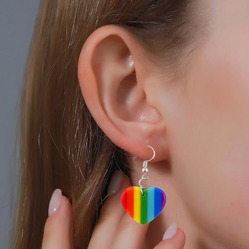 Rainbow Heart Pride Earrings For Women LGBTQ Earrings Colorful Acrylic Cute Heart And Star Lesbian Earrings Y2k Jewelry LGBT Pride2