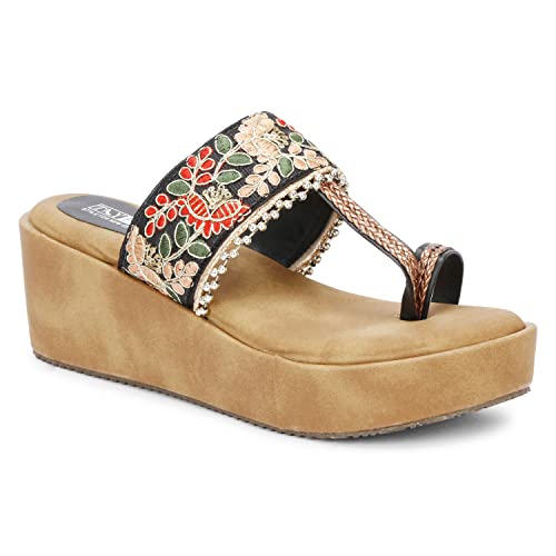 Image of Fabric Platform Low Heel Wedges For Women and Girls