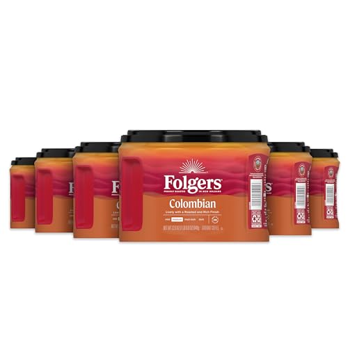 Image of Folgers Colombian Ground Coffee, Medium Roast, 22.6 Oz. Canister (Pack of 6)