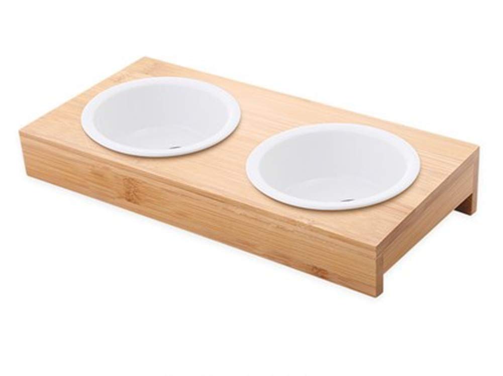 Gamelle chat inclinée 15° en acier inoxydable double bol ergonomique