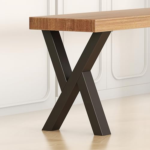 FUSHIAIPTC Metal Bench Table Legs 16 Inches, Heavy Duty X-Shaped Coffee Sofa End Table Legs Set of 2, DIY Projects Black Furniture Legs