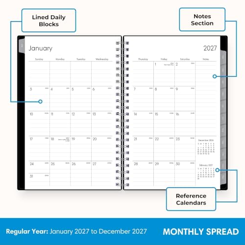 Image of Blue Sky 2027 Weekly and Monthly Planner Calendar, Includes January 2027 - December 2027, 5 inch x 8 inch, Flexible Cover, Wirebound, Laminated Tabs, Enterprise (Pack of 3)