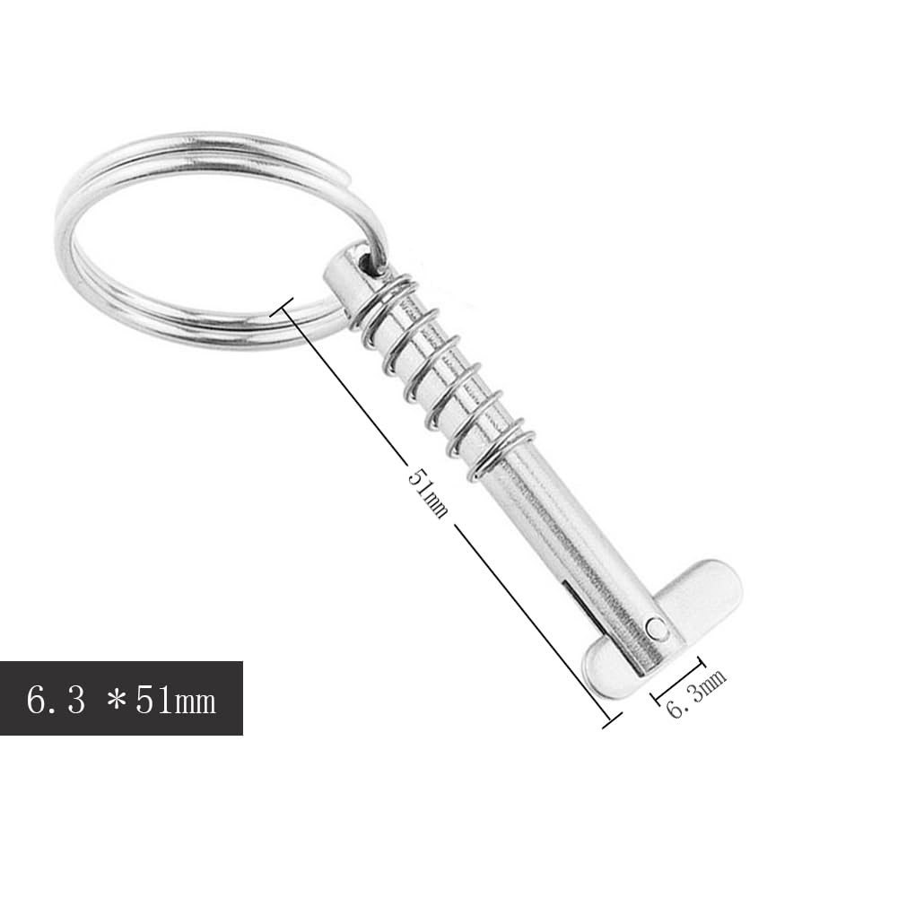 Perno a sgancio rapido inossidabile 316 6.3mm x 51mm 2 pezzi perni a molla marini