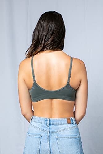 Blue 55 Women's Sexy Everyday Basic Deep V-Neck Padded Bralette (M/L, Charcoal) #TOP3