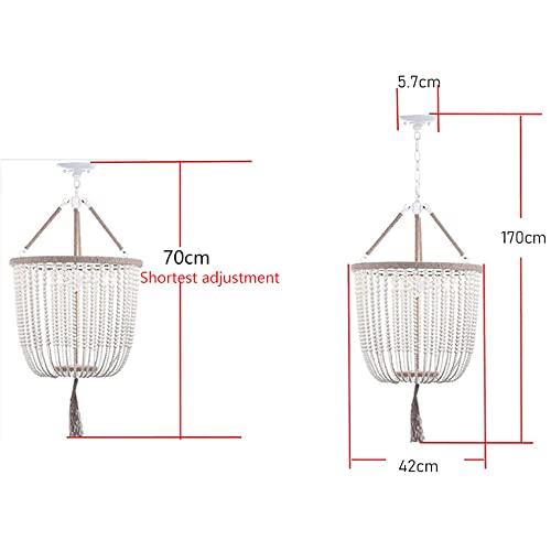 Chandelier en bois beige et corde de chanvre retro LUE E14*3 - 3