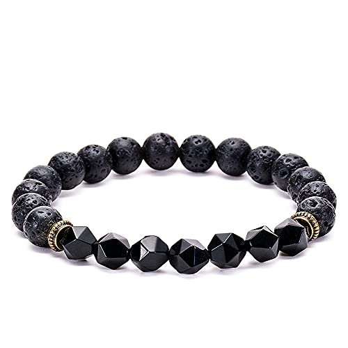 Pulsera piedra natural onix negro y piedra volcanica Cover