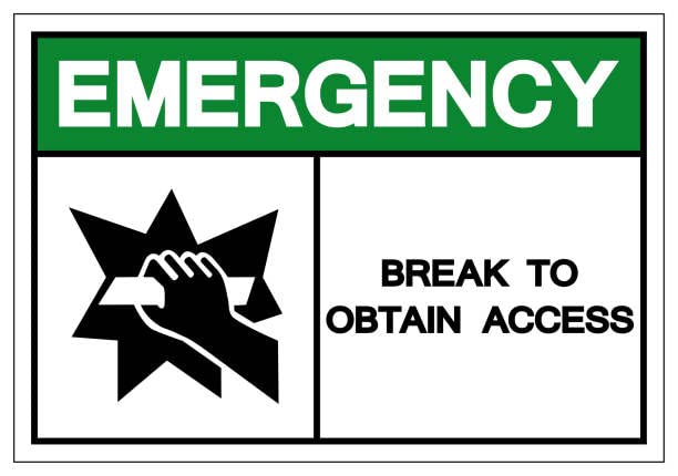 Emergency Break to Obtain Access Sign, PVC Waterproof Sticker Fixed on Foam Board with Double Side Tape