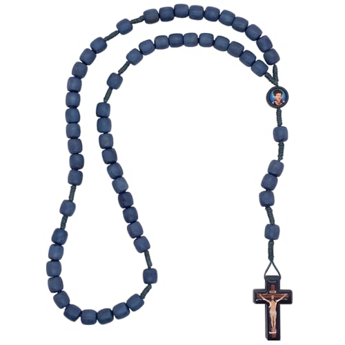 Blessed Carlo Acutis Rosary | Blue Wooden Beads | Prayer Card Gift Set for the Canonization of Blessed Carlo | First Millennial Saint | Patron of the Internet