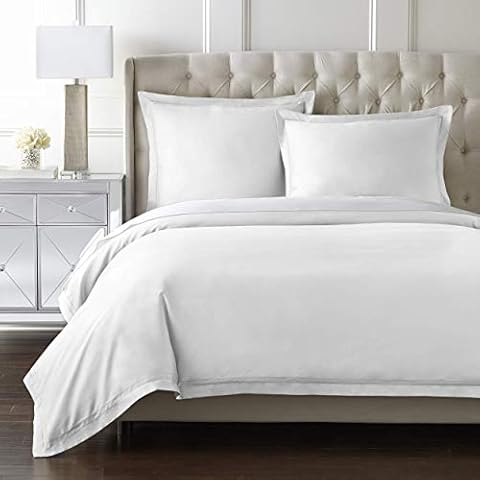 Pure Parima Luxury Duvet Cover Set 100% Certified Egyptian Cotton, Cool Breathable Ultra Soft Double Hem-Stitched Sateen Weave, Hidden Zipper Closure 1 Duvet Cover and 2 Pillow Shams (White, King) Cover