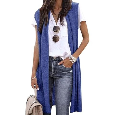 EFOFEI Lady Spring Autumn Waistcoat Blue Cover