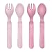reer Growing zestaw sztućców dla dzieci, 4 sztuki, 2 łyżeczki i 2 widelce, surowiec ekologiczny, bez melaminy, różowy