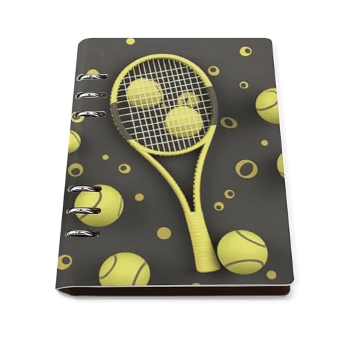 Carnet de notes A5 tennis en cuir rechargeable à 6 anneaux