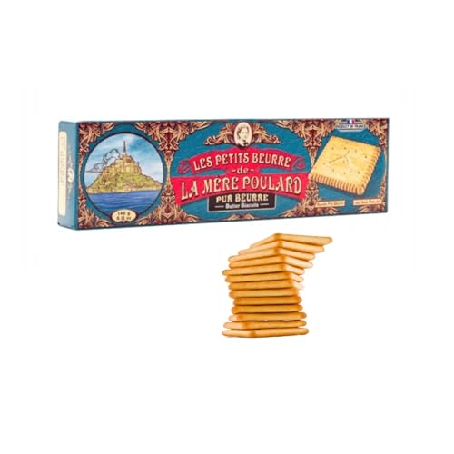 La Mère Poulard® | Galletas de Mantequilla Pura | Galletas De Mantequilla Tradicionales Cuadradas | Panecillos de Mantequilla - 1 x 145 Gr