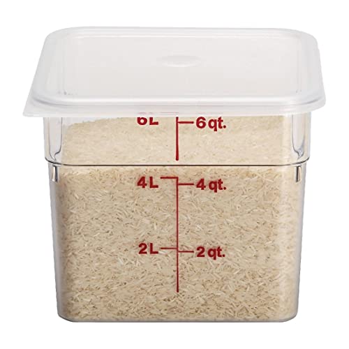 Image of Camsquare Food Container, 6 Qt, 8-3 /8'' X 8-3 /8'' X 7-1 /4'', Clear, Orange Graduation, (6 Pieces /Unit)